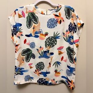 & OTHER STORIES Oversized Tropical Vaycay Sleevless Viscose Blouse - PTP 22"